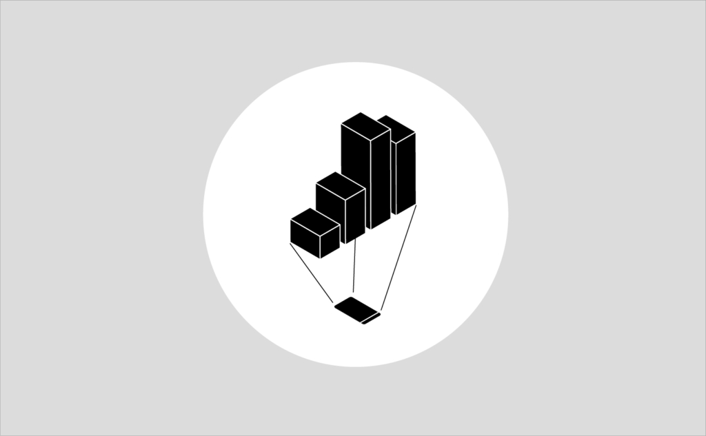 phone and bar charts for Wired Office of the Future